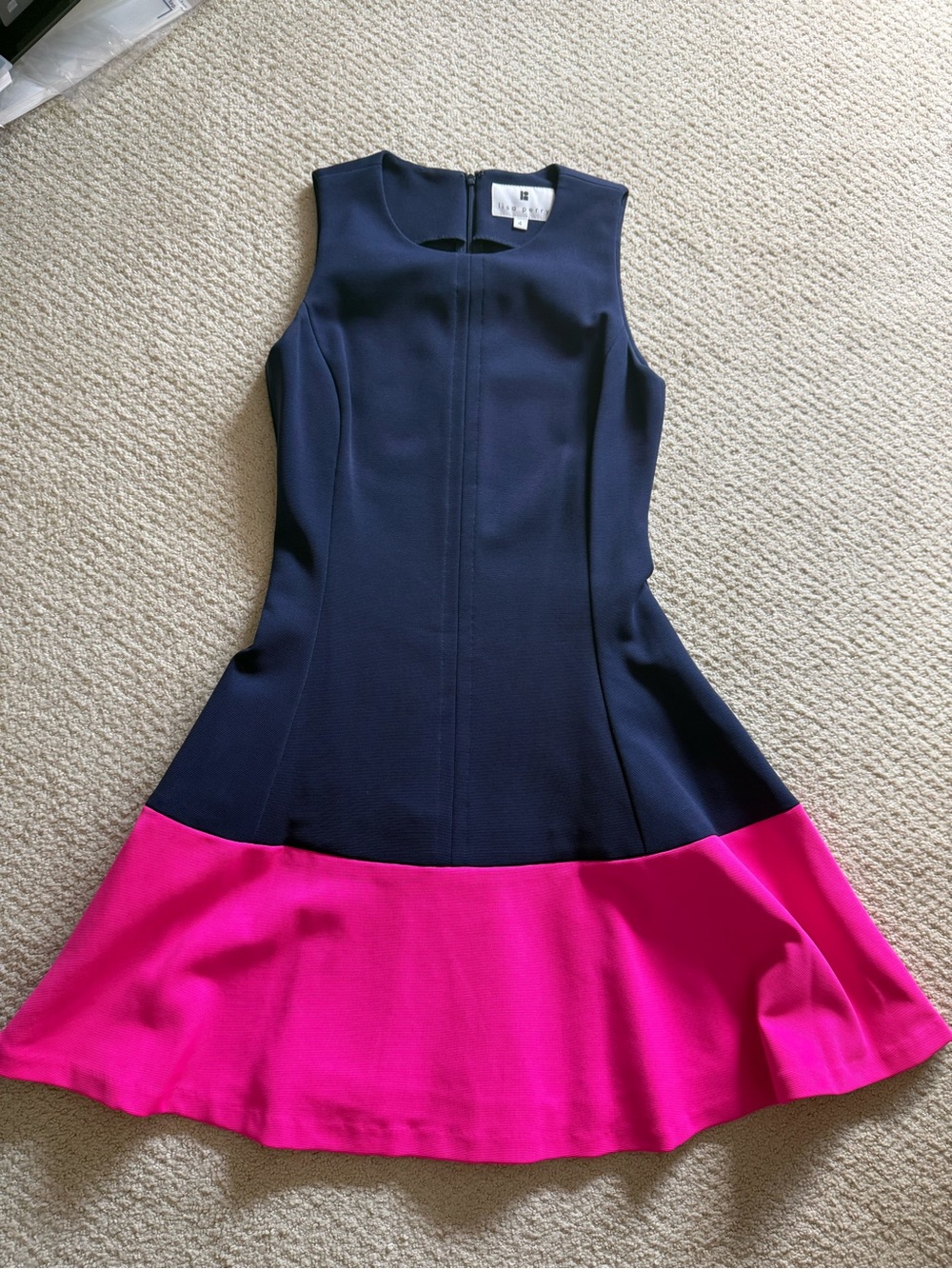 Lisa Perry Colorblock Mini Dress size 4 navy and bright pink